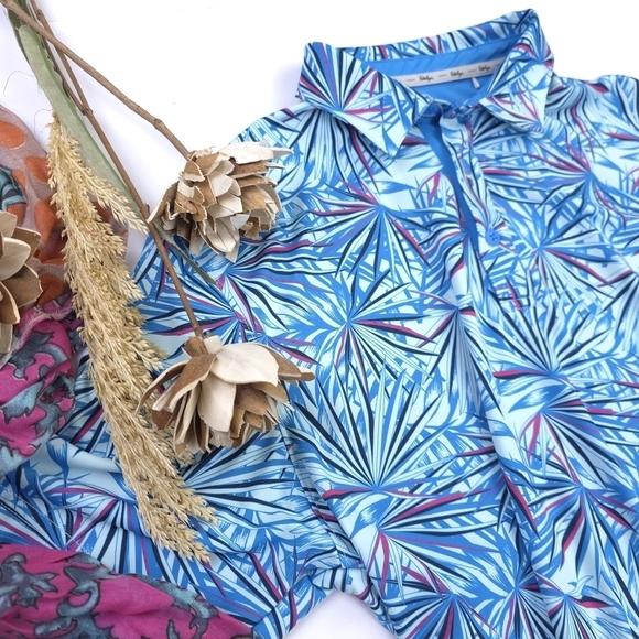 New Walter Hagen Men's Blue and White Patterned Golf Polo Shirt Sz M - Picture 2 of 8